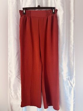Anthropologie Paper Crane Rust Orange Elastic Waist Wide Leg Pants